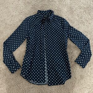 Ralph Lauren Non Iron Navy Polka Dot Button-Up Shirt